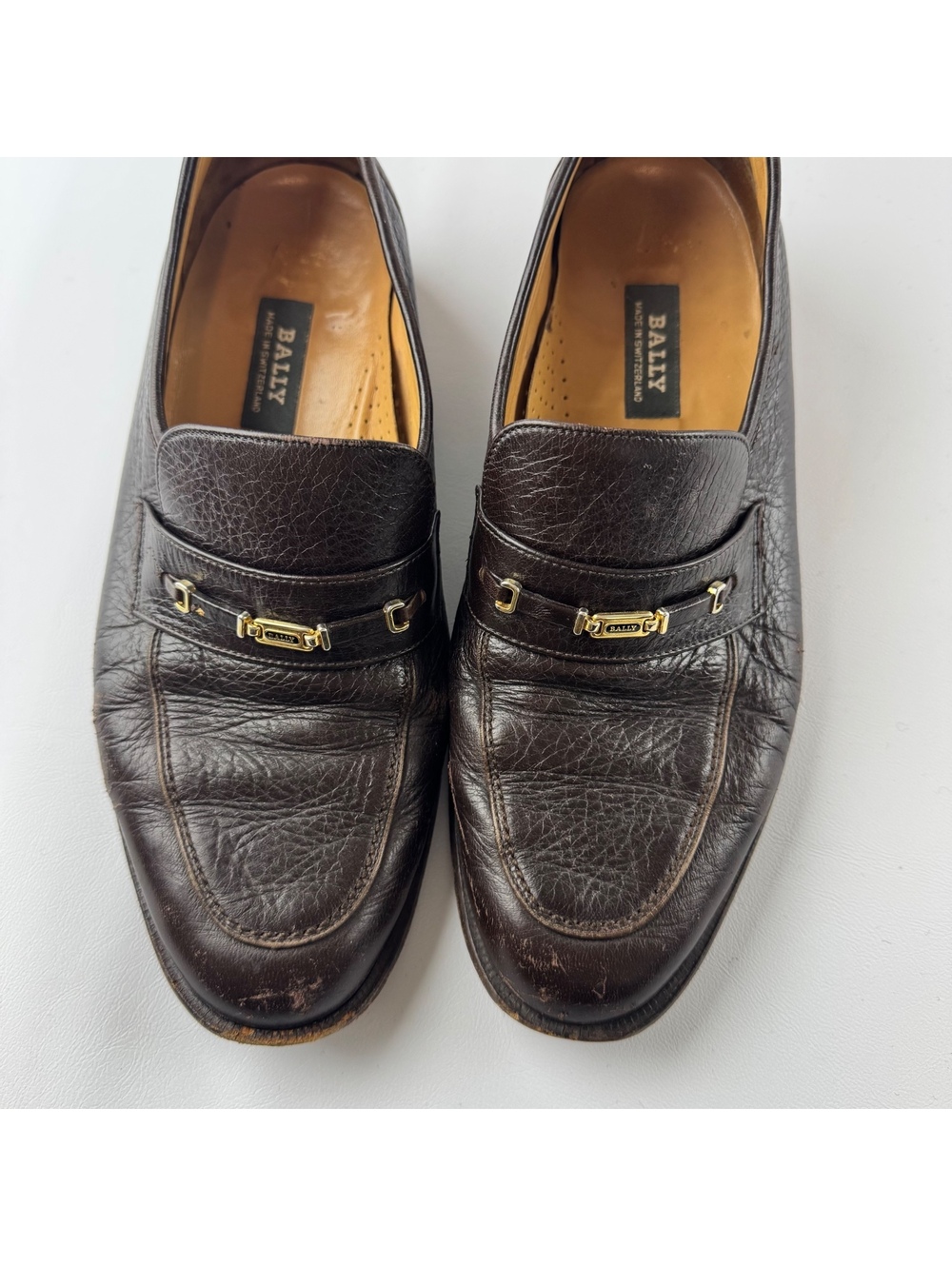 Vintage Bally Switzerland "Thompson" Brown Leather Gold Bit Loafers Men’s 11.5 D